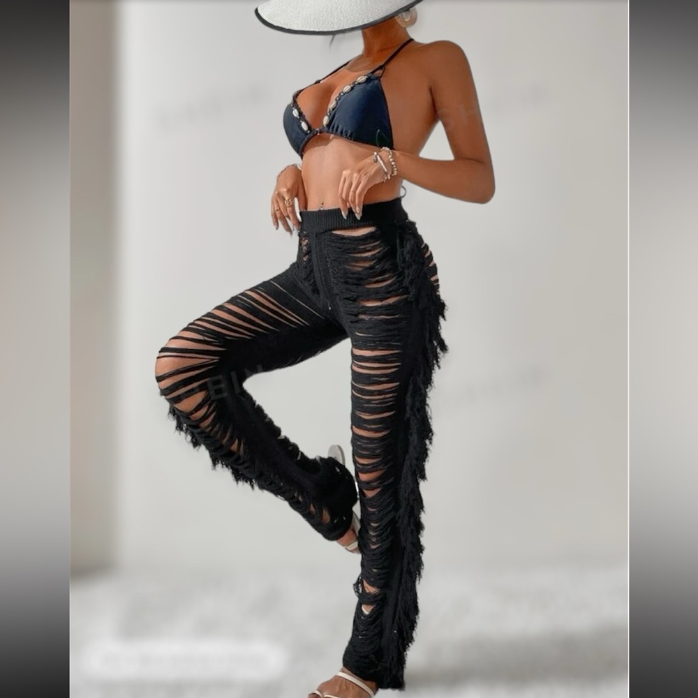 Bathing suit cover up , cut up pants